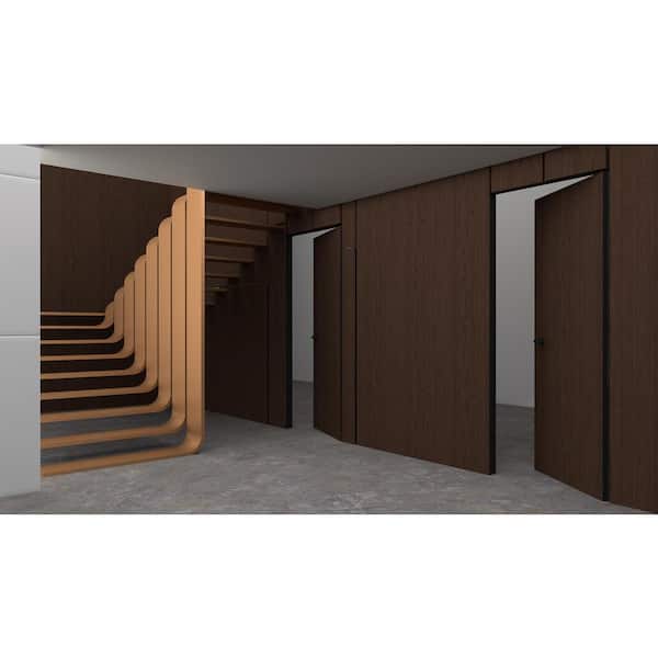 Sartodoors 32 in. x 80 in. Unassembled Right-Hand/Inswing Solid Core Noce Flush Mount Hidden Bookcase Door with Black Hinge Finish