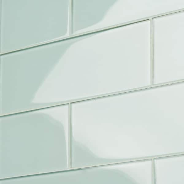 Ivy Hill Tile Contempo Seafoam 4 in. x 12 in. x 8mm Polished Glass Subway Wall Tile (1 sq. ft.) (15 pieces 5 sq.ft/Box)