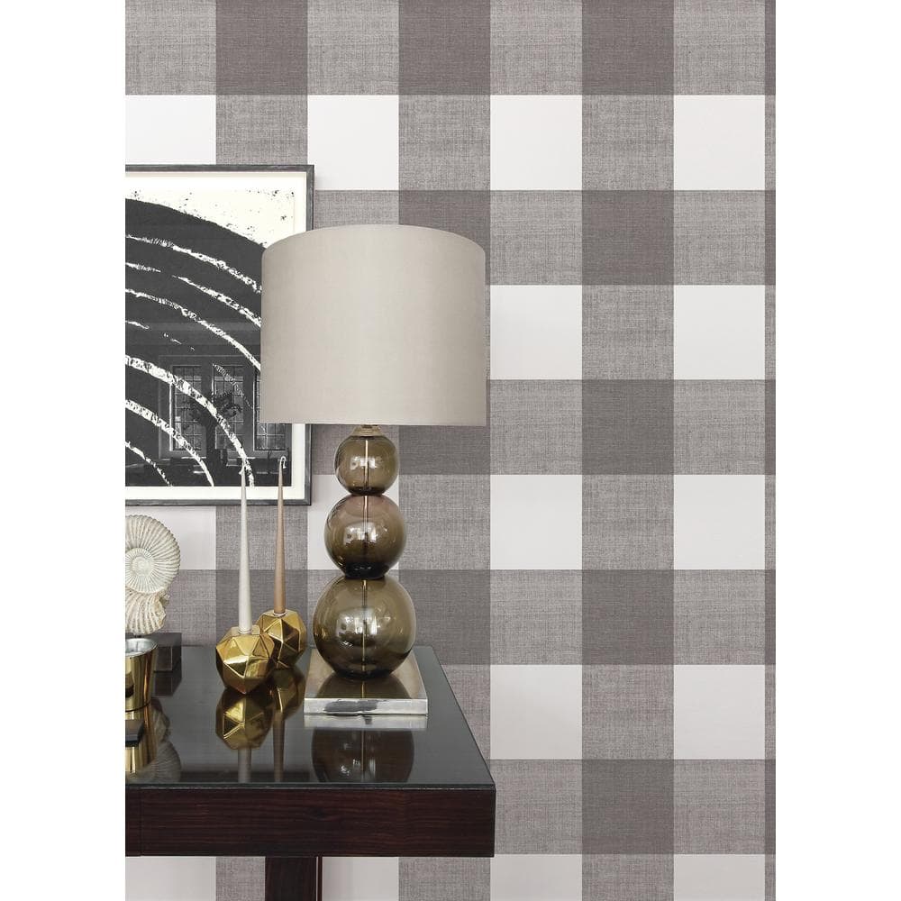 Grey and White Plaid Self-Adhesive Removable Wallpaper