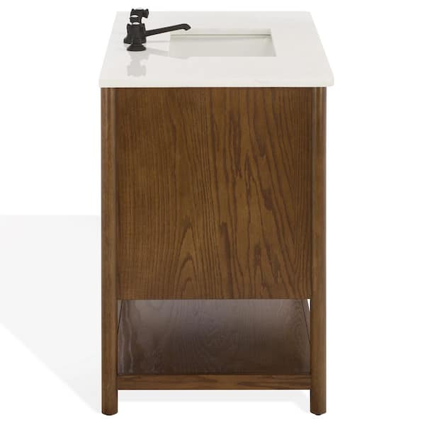 Jaylessa 36 in. Single Sink Medium Oak Bath Vanity with White Marble Top