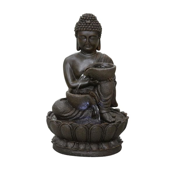 HI-LINE GIFT LTD. 13.75 in. H Buddha Fountain with LED For Tabletop Decor