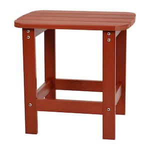 Red Faux Wood Resin Rectangle Outdoor Side Table