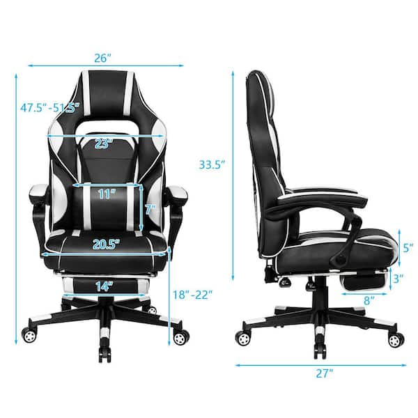 Gymax Gray Plastic Massage Gaming Chair Racing Computer Task Chair Recliner  with Footrest GYM06670 - The Home Depot