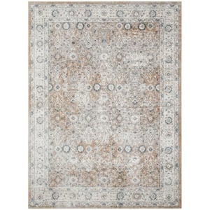 Astra Machine Washable Silver Taupe 4 ft. x 6 ft. Distressed Traditional Area Rug