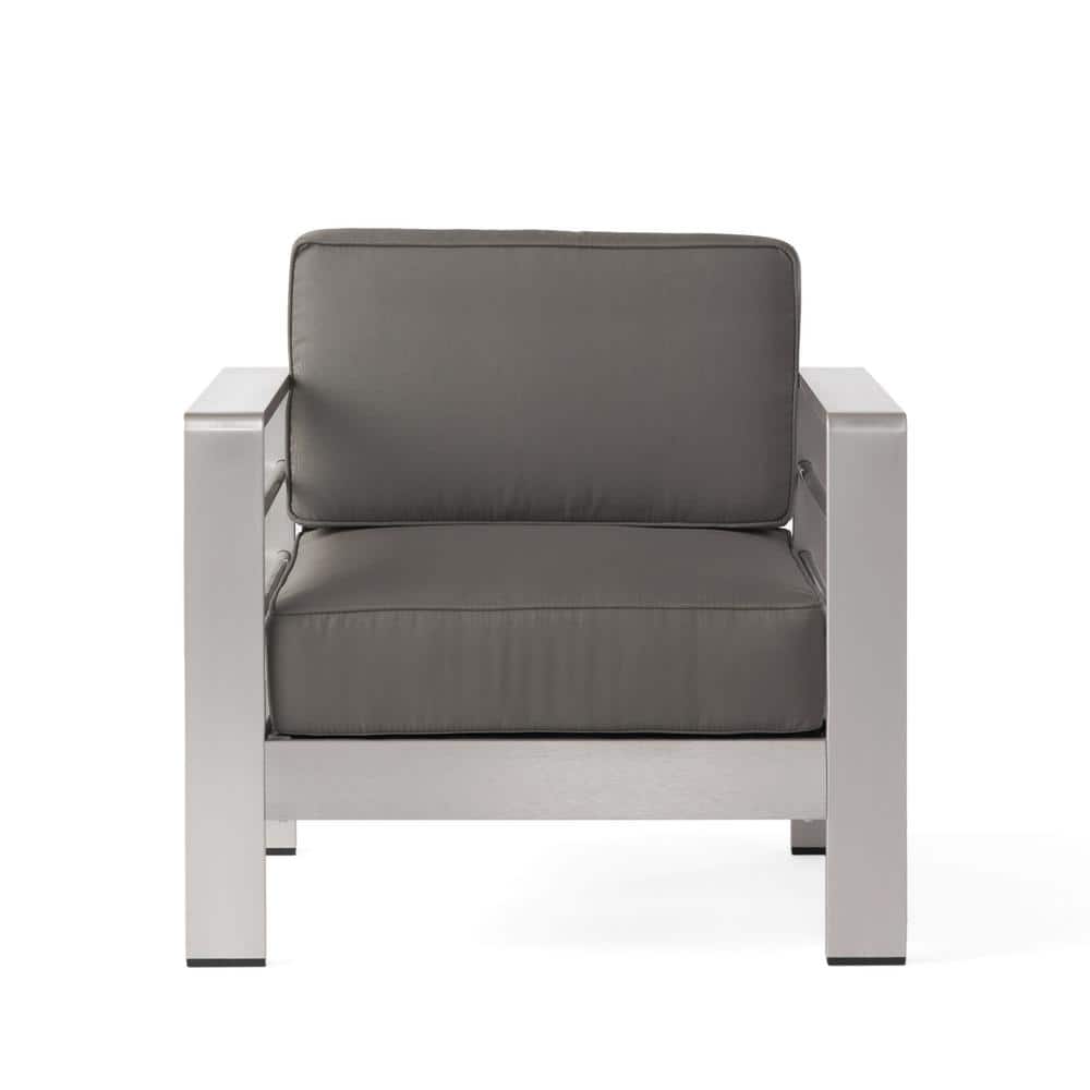 Cape Coral 5-Piece Silver Aluminum Patio Set with Khaki Cushions