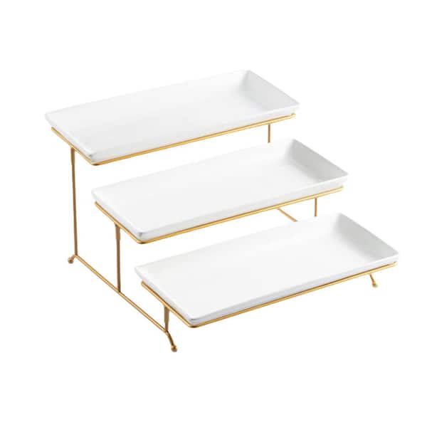 3 Tier Bamboo Serving Tray Stand - 17 Inch Food Display For Parties & Entertaining