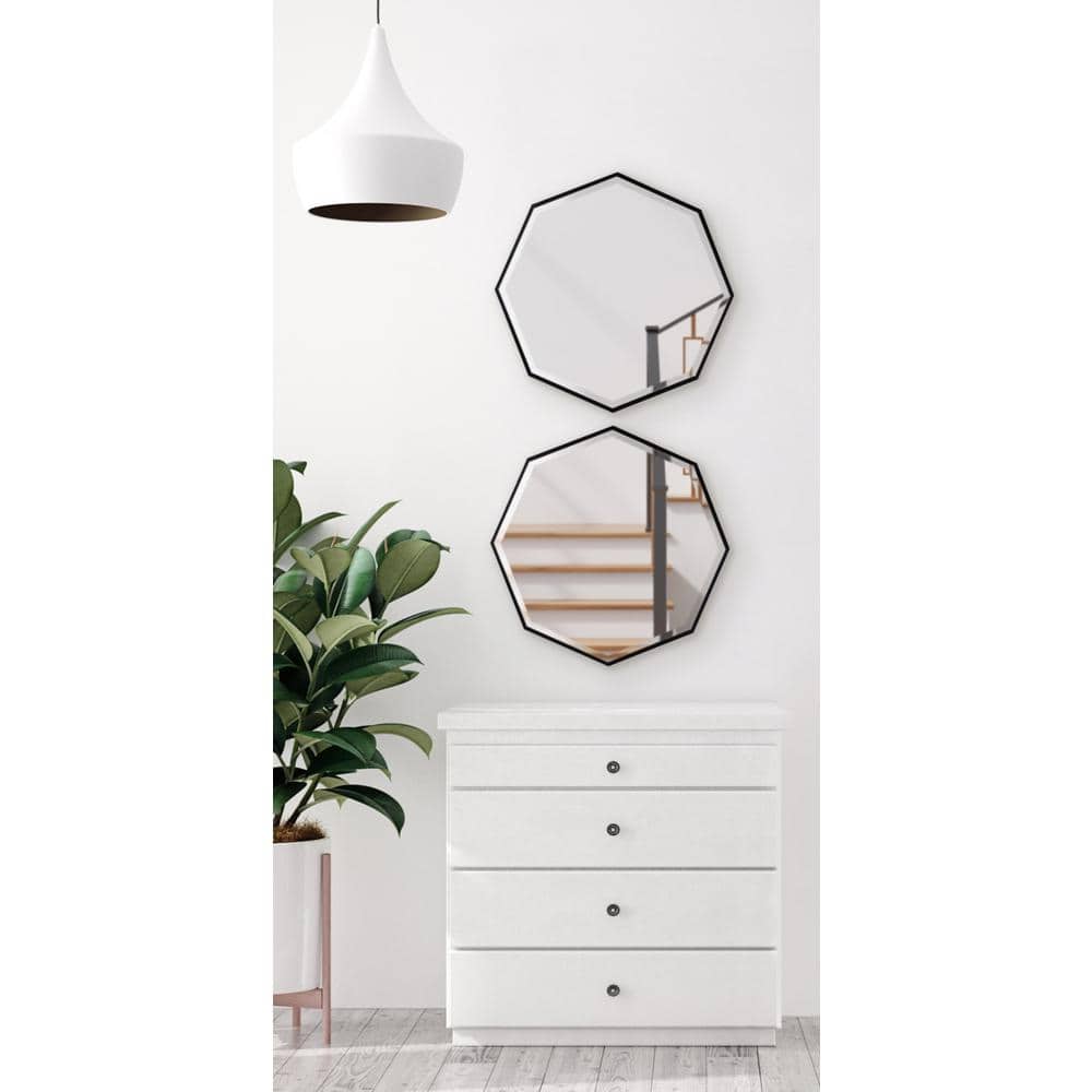 Rhodes Black Wood Octagon Vanity Wall Mirror