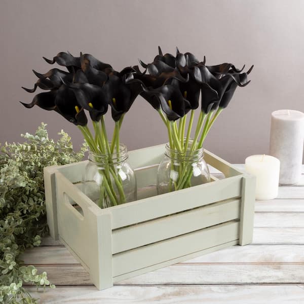 Pure Garden Black Artificial Calla-Lily Flowers with Stems (24-Pack)