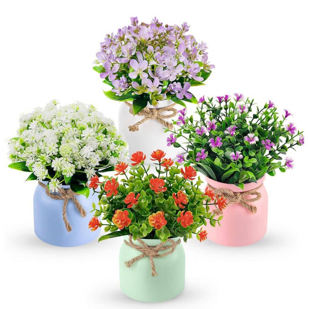 mm_miniplantsです Small Artificial Faux Plants, 4-Pack L0BZRMN5VC - The Home Depot