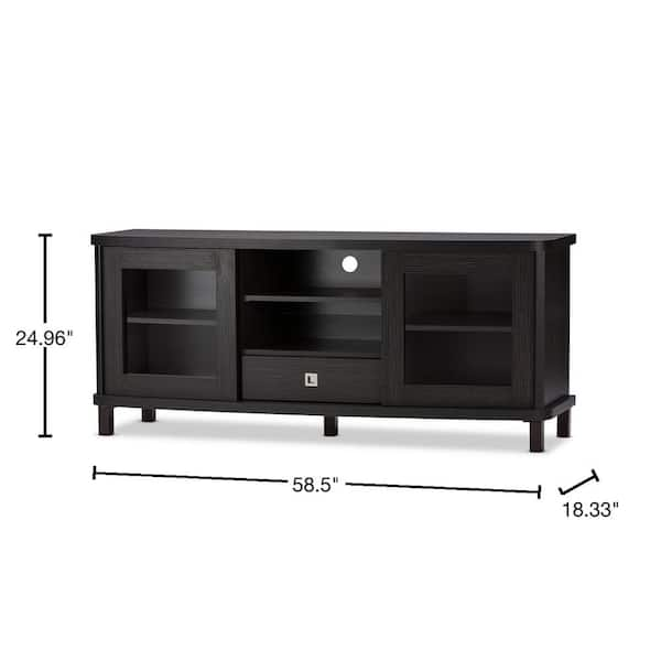 Baxton Studio Walda 59 in. Dark Brown Wood TV Stand with 1 Drawer