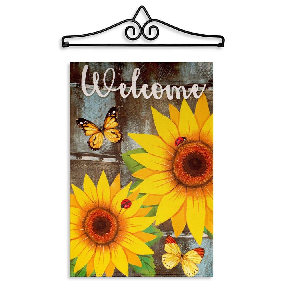 1 ft. x 1.5 ft. Polyester Welcome Sunflowers and Butterflies 12x18IN Printed Double Sided Blockout Fabric price history on PriceWatchPro