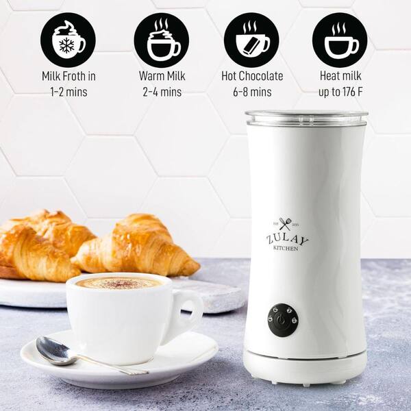 Zulay Kitchen Ventus 4 in 1 Electric Milk Frother and Steamer 4 Cup Coffee Maker White Z MK HTR VTS WHT The Home Depot