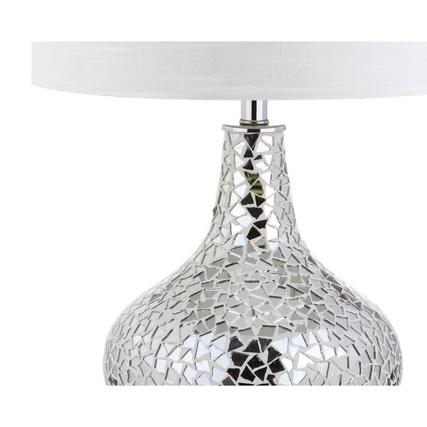 Jonathan Y Emilia 26 In Silver Mirrored Mosaic Table Lamp Jyl1056a The Home Depot Silver Mirrored Mosaic Table Lamp, Mosaic Mirror Floor Lamp