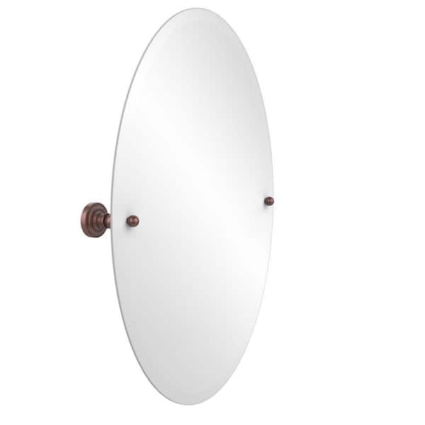 Allied Brass Dottingham Collection 21 in. x 29 in. Frameless Oval Single Tilt Mirror with Beveled Edge in Antique Copper