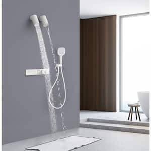 Electronic Degree Display Function Thermostatic Shower Split Cylinder Top Spray and Handheld Matte White