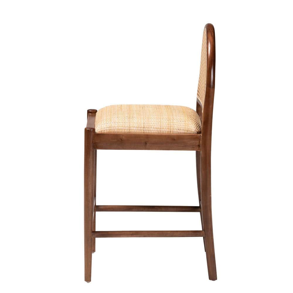 Maryland Natural Rattan and Acacia Wood Bohemian Counter Stool
