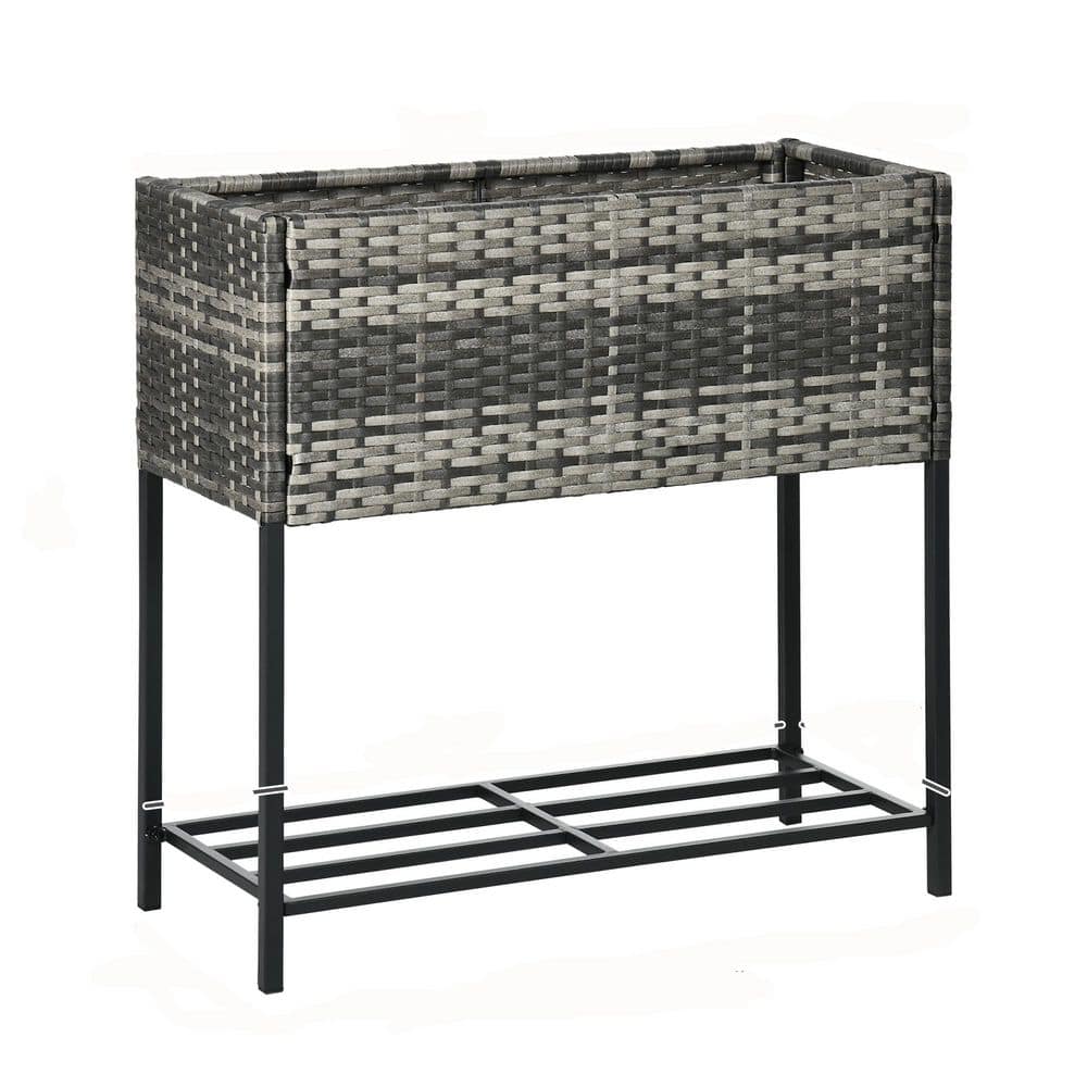 28.25 in. x 11.75 in. x 27.50 in. Gray Steel Raised Garden Bed with Rattan Wicker Look for Flowers, Herbs and Vegetables price history on PriceWatchPro