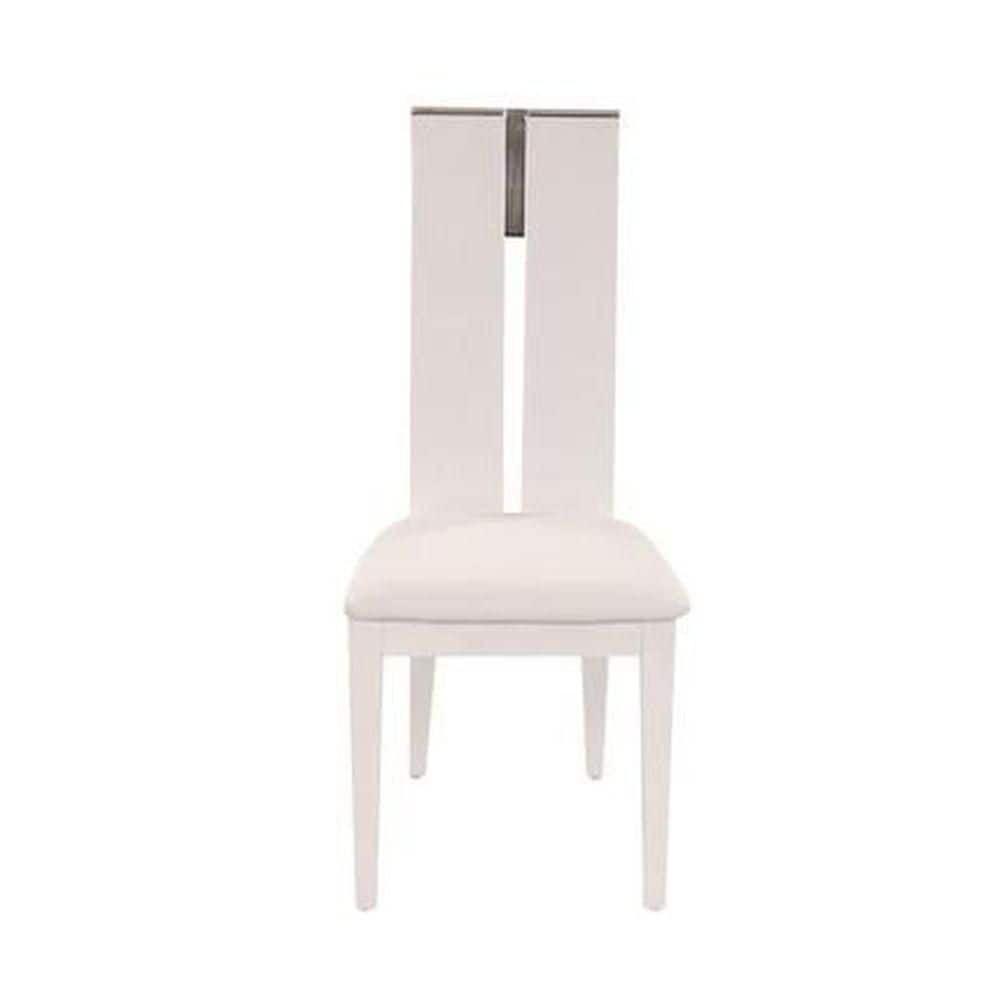 Maxi White Gloss White Gloss Faux Leather Side Chair Set of 2