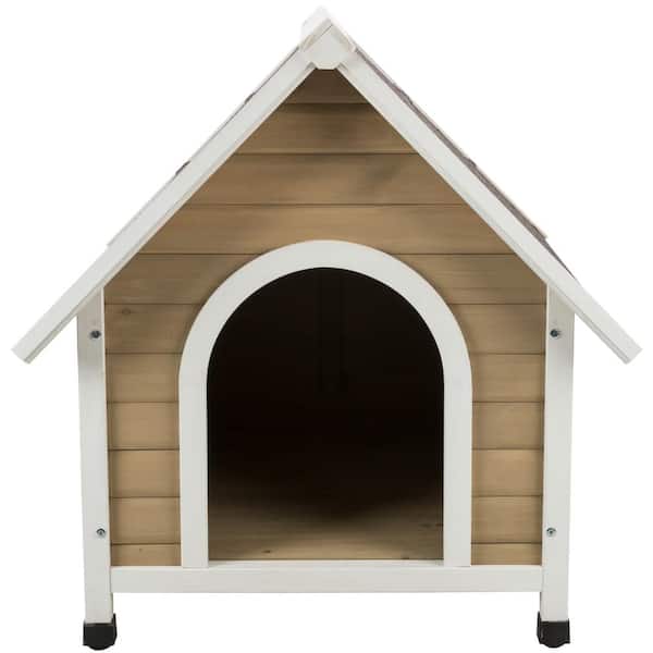 TRIXIE natura Tan Cottage Dog House, Elevated Pet Shelter, Weatherproof Dog House, Large