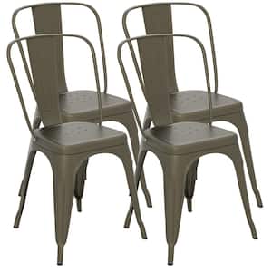 Gun Steel Stackable Armless Dining Chair (Set of 4)