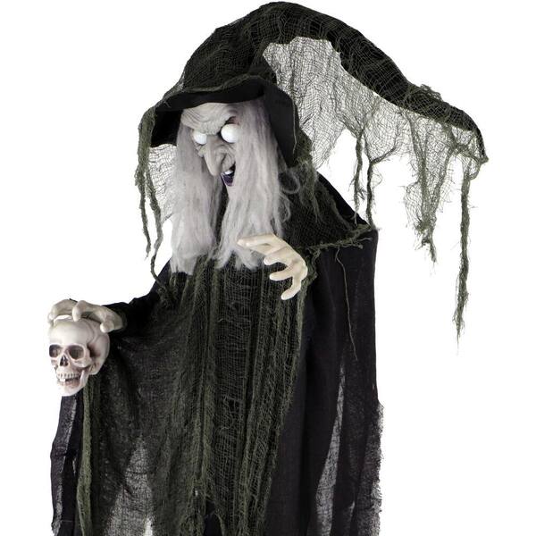 6 ft. Animatronic Talking Witch Halloween Prop, Indoor and Outdoor Halloween Decoration, Battery-Operated