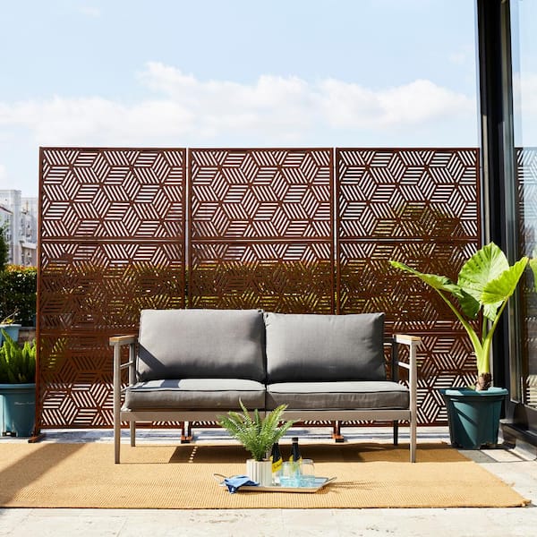 Glitzhome 71.50 in. H Brown Galvanized Steel Geometric Pattern