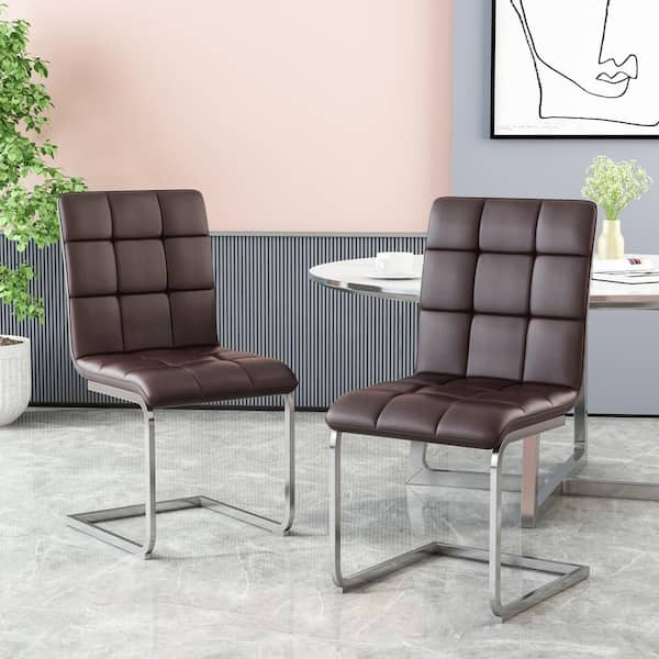 brown chrome dining chairs