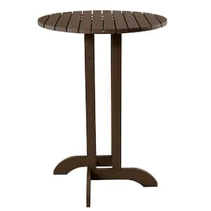 Weathered Acorn 30 in. Recycled Plastic Round Bar Dining Table