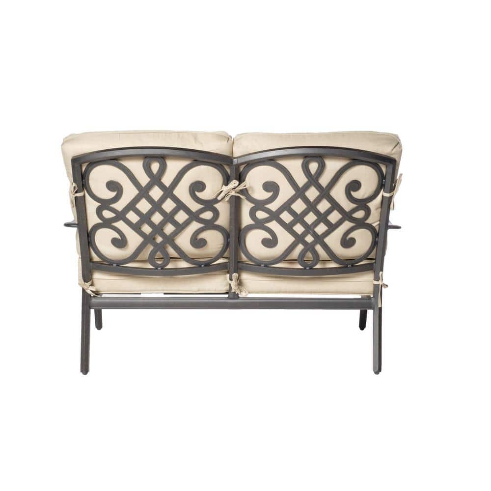 Newbury Beige Cushioned Cast Aluminum 4-Piece Patio Set