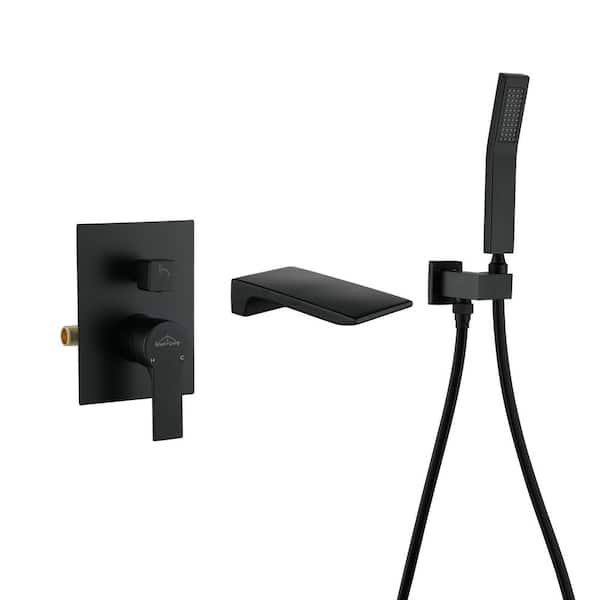 Boyel Living Single-Handle Wall Mount Roman Tub Faucet with Hand Shower in Matte Black