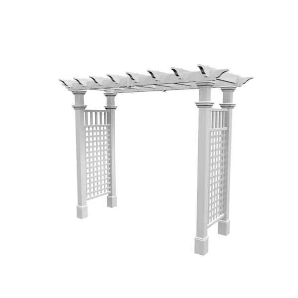 88"L x 32"W x87"H Fairfield Grande Vinyl Arbor with Trim, White, VA84230-3