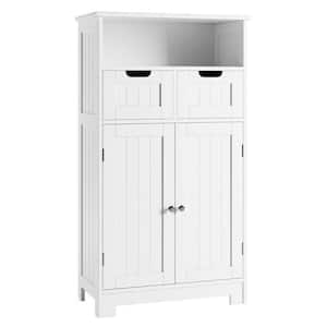 23.6 in. W x 11.8 in. D x 42.7 in. H White Wooden Bathroom Linen Cabinet with 2 Doors and 2 Drawers