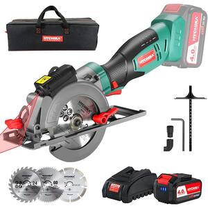 4.0 Ah Cordless Mini Circular Saw with Battery, 3 Blades for Wood, Plastic and Soft Metal