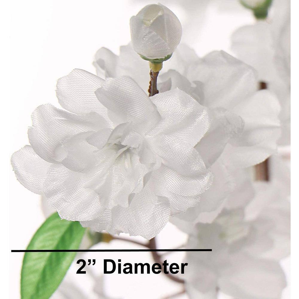 36-Inch White Silk Cherry Blossom Branches for Elegant Decor