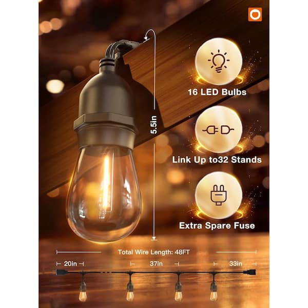 ITOPFOX 48 ft. Outdoor String Lights with Vintage