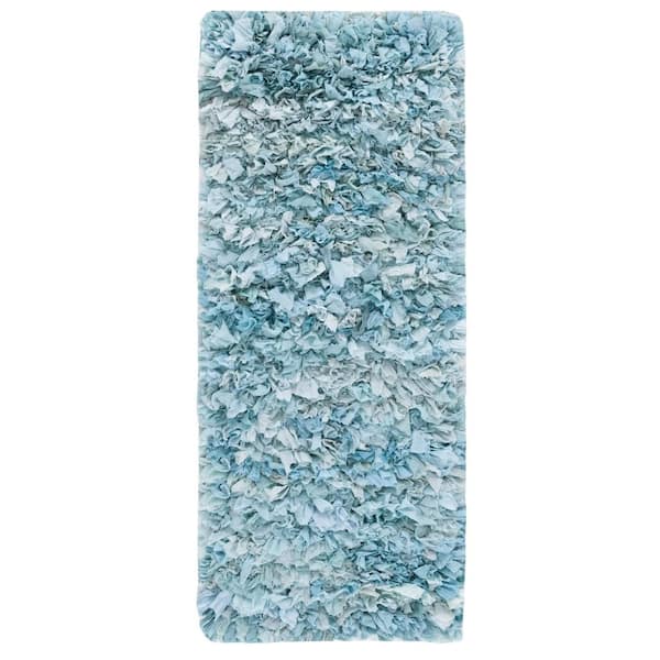 Rio Shag 2 ft. x 6 ft. Sky Solid Color Gradient Runner Rug