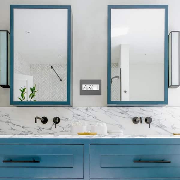 adorne 3-Gang Decorator/Rocker Wall Plate with Microban, Magnesium (1-Pack)