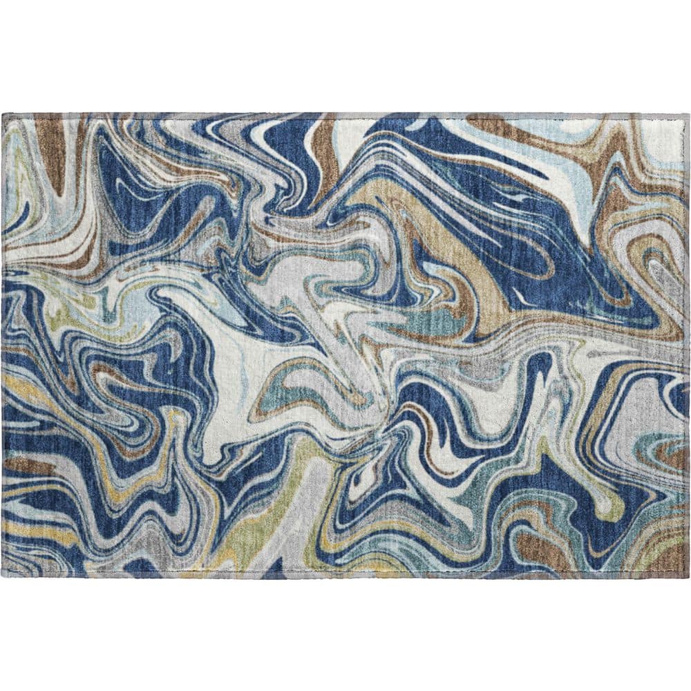 Mayfield Premium Machine Washable Abstract AMF2395 Navy 2 ft. x 3 ft. Accent Rug price history on PriceWatchPro