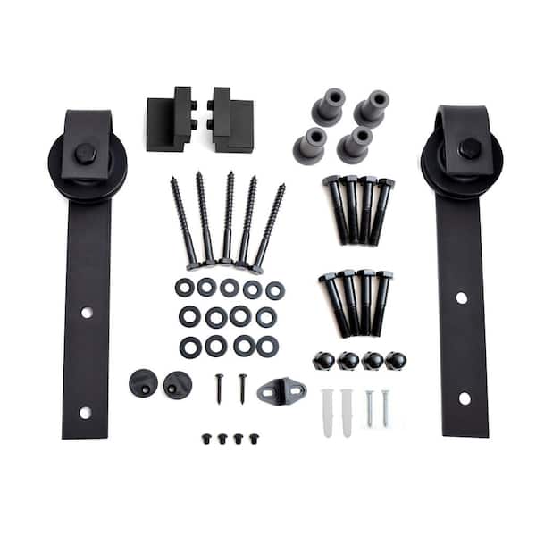 72 in. Black Classic Bent Strap Barn Style Sliding Door Track and Hardware Set 72 in. Black Classic Bent Strap Barn Style Sliding Door Track and Hardware Set