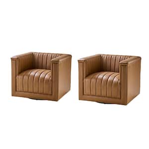 Rosa Camel Modern Upholstered Swivel Chair (Set of 2)