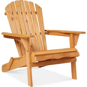 Natural Folding Wood Outdoor Adirondack Chair Set of 1