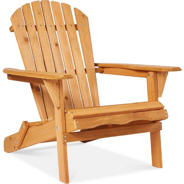 Best Choice Products Natural Folding Wood Outdoor Adirondack Chair Set of 1