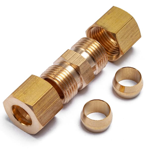 Compression Tube Fitting: Straight Connector, Compression x Compression, 1  13/16 in Overall Lg