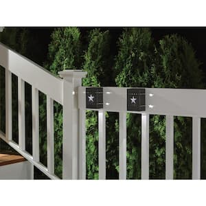Solar Distressed Black Integrated LED Deck Light with Lone Star Design (2-Pack)