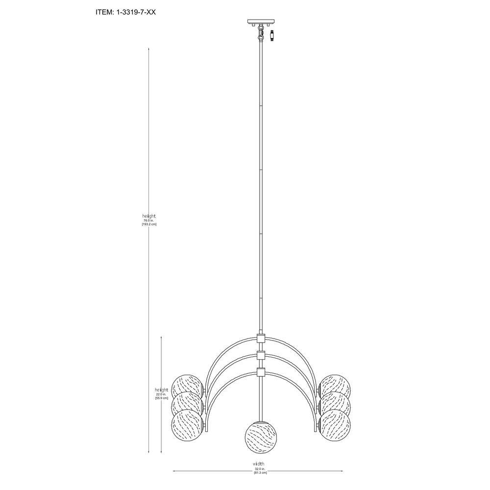 Marias 7-Light Warm Brass Globe Chandelier with Strie Glass