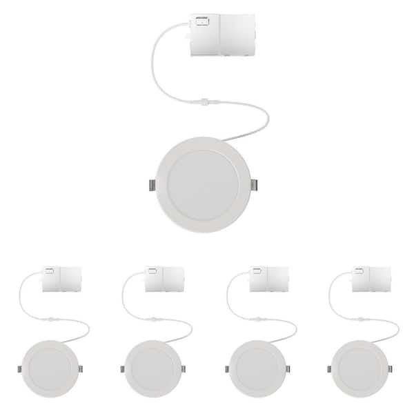 4 in. Can Less Integrated LED, 740 Lumens, 5CCT, White (4-Pack)