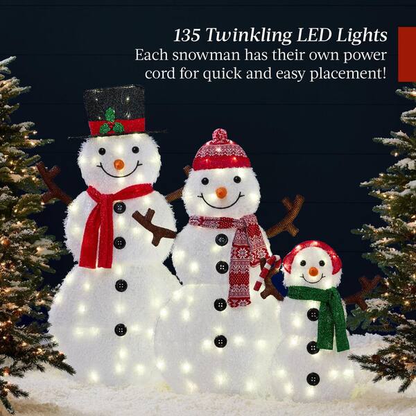 Best Choice Products 48 in. White LED 3-Piece 2D Lighted Snowman