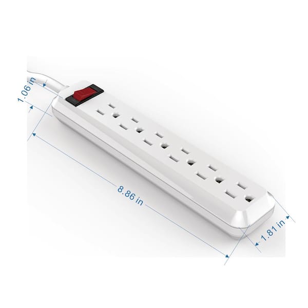 6 Outlet Power Strip with 90 Degree Outlets - 3-prong - 6 - 6 ft Cord - Platinum 6 Outlet Power Strip with 90 Degree Outlets - 3-prong - 6 - 6 ft Cord - Platinum