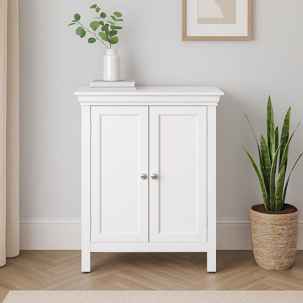 Stratford 13 in. W x 26 in. D x 34 in. H White Bathroom Freestanding Linen Cabinet with 2-Shelves in White