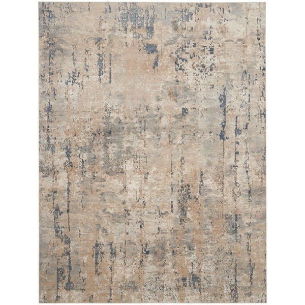 9 ft. x 12 ft. Beige/Grey Quarry Abstract Contemporary Area Rug